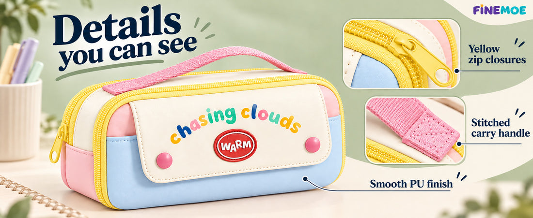 5-Compartment Pencil Pouch – Big Pen Case with Handle