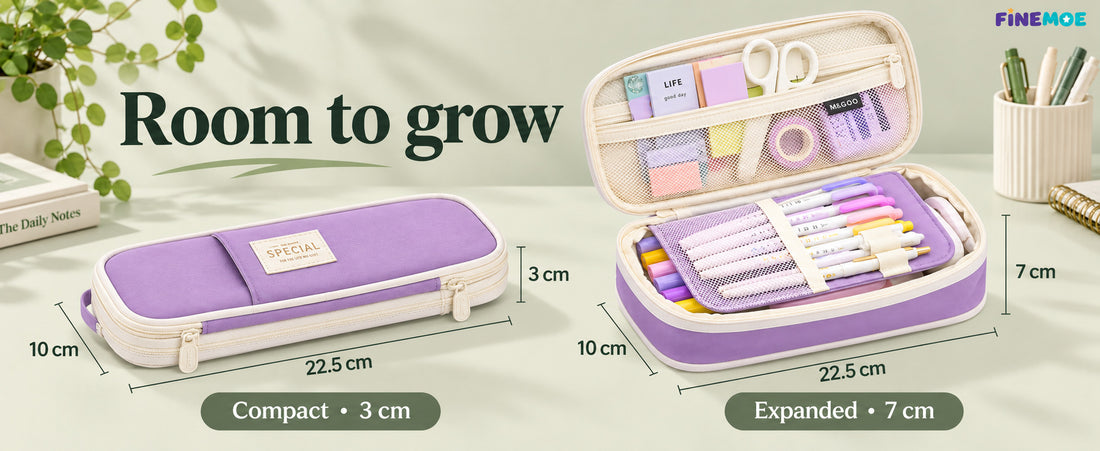 Expandable Pencil Case – Slim 3 cm, Opens to 7 cm
