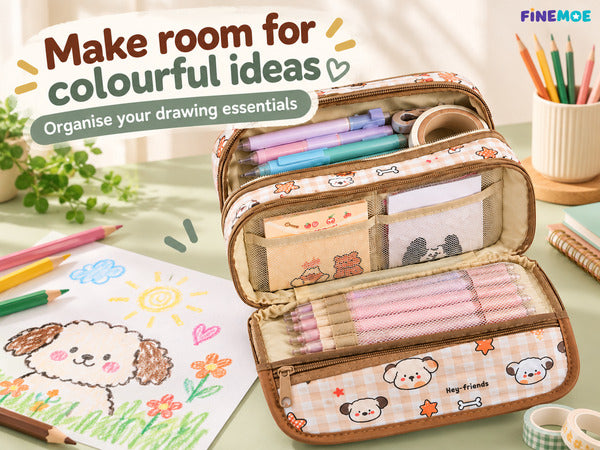 9-Layer Plaid Pencil Pouch – Flip-Open Front