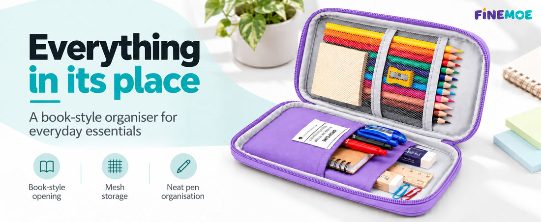 Book-Style Pencil Case – Mesh and Phone Pocket
