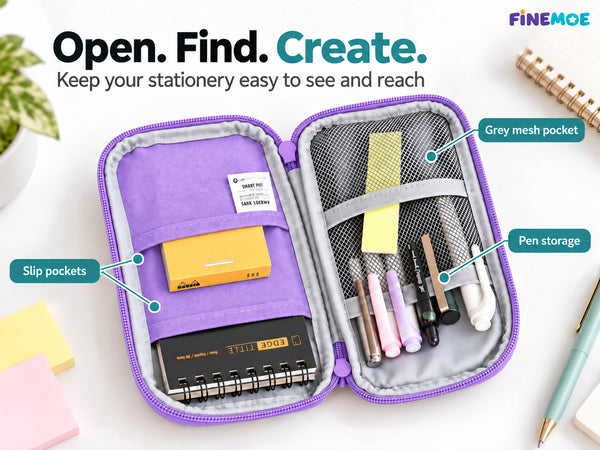 Book-Style Pencil Case – Mesh and Phone Pocket