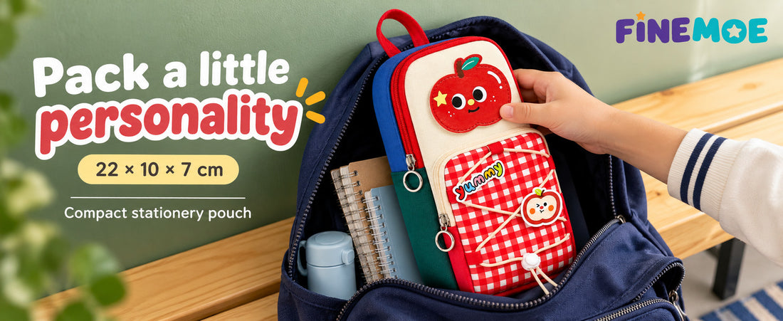 School Bag Pencil Pouch – Stands Upright, Red Apple