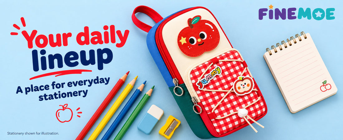 School Bag Pencil Pouch – Stands Upright, Red Apple