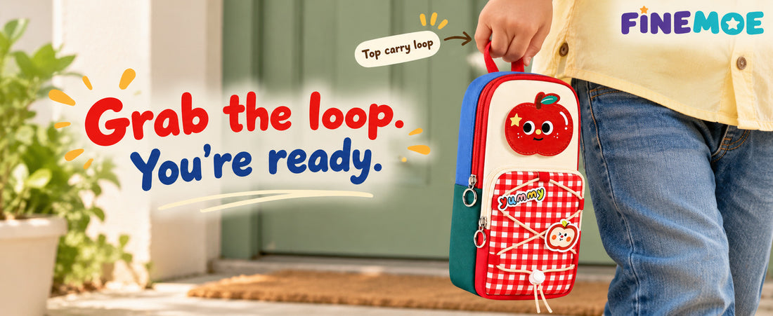 School Bag Pencil Pouch – Stands Upright, Red Apple