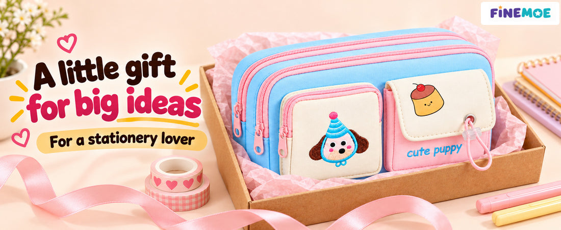 Cute Puppy Pencil Pouch – Embroidered, 4 Pockets