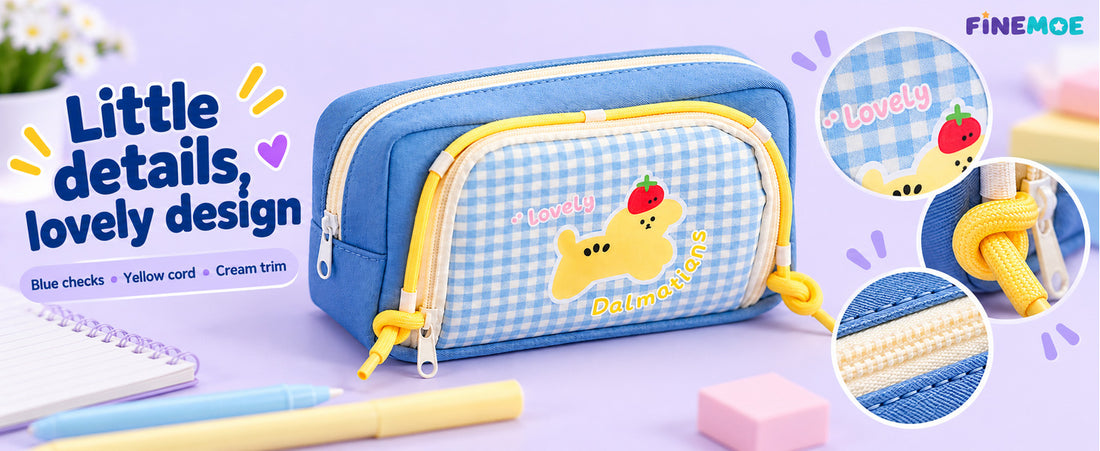 Double-Zip Puppy Pencil Pouch – Canvas