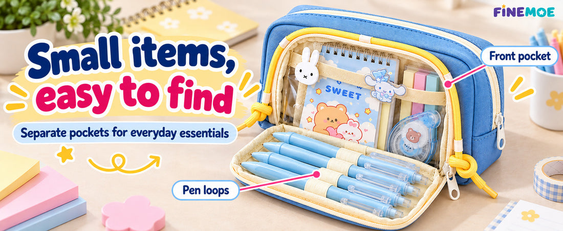Double-Zip Puppy Pencil Pouch – Canvas