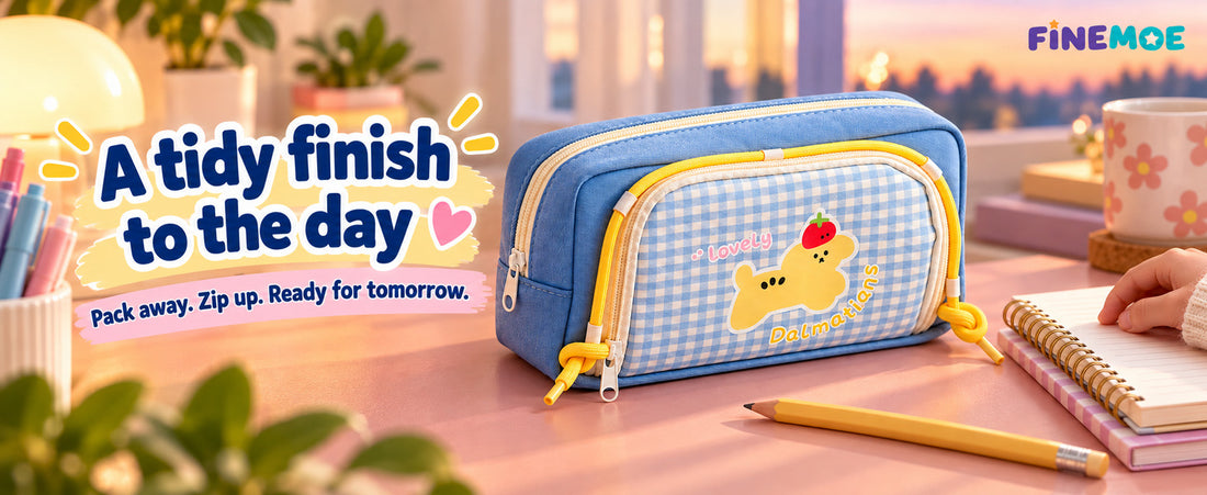 Double-Zip Puppy Pencil Pouch – Canvas