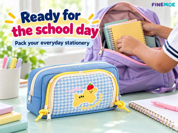 Double-Zip Puppy Pencil Pouch – Canvas