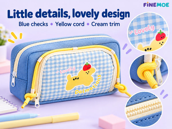 Double-Zip Puppy Pencil Pouch – Canvas