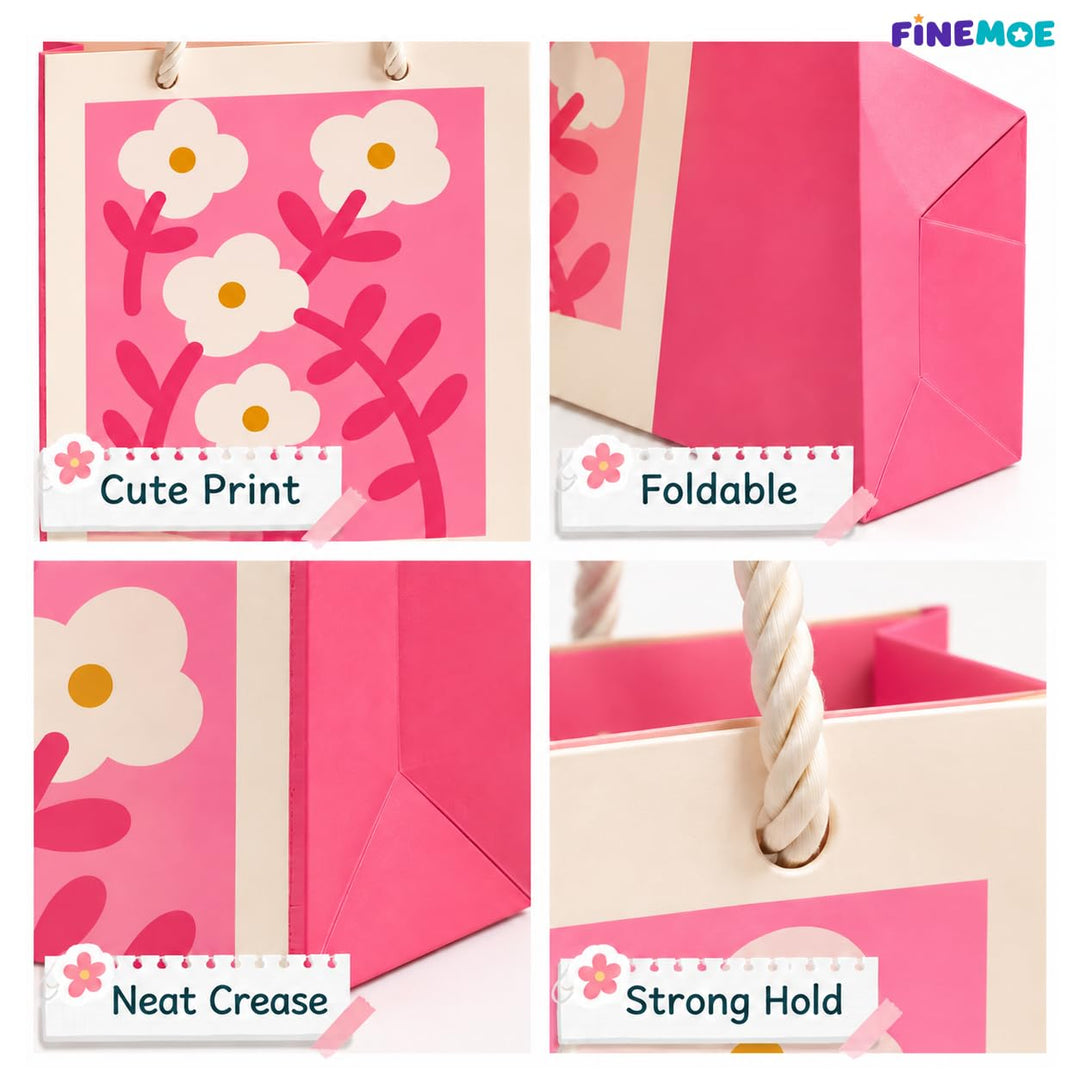 Paper Return Gift Bags – Pack of 10, Rope Handles – Floral