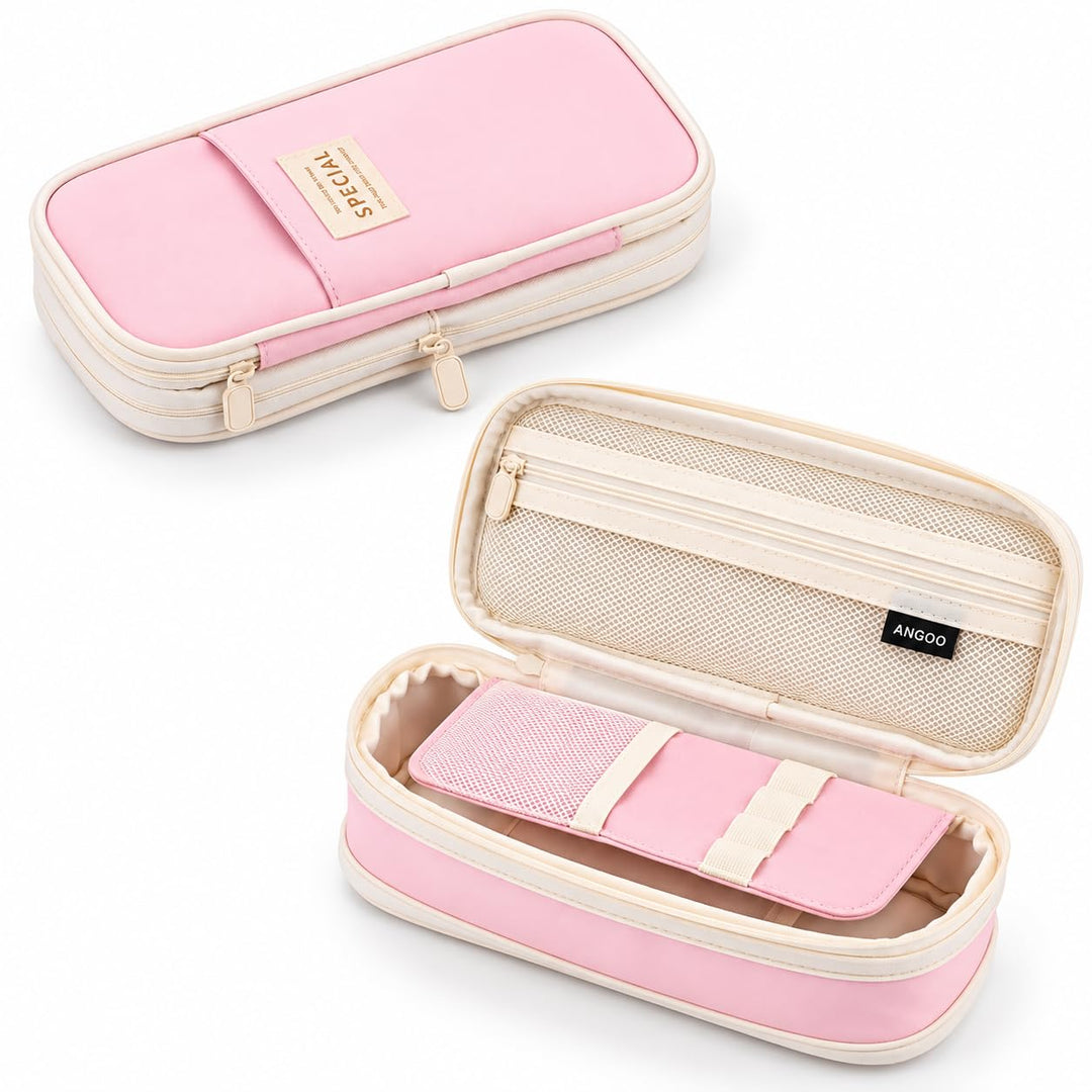 Expandable Pencil Case – Slim 3 cm, Opens to 7 cm – Pink