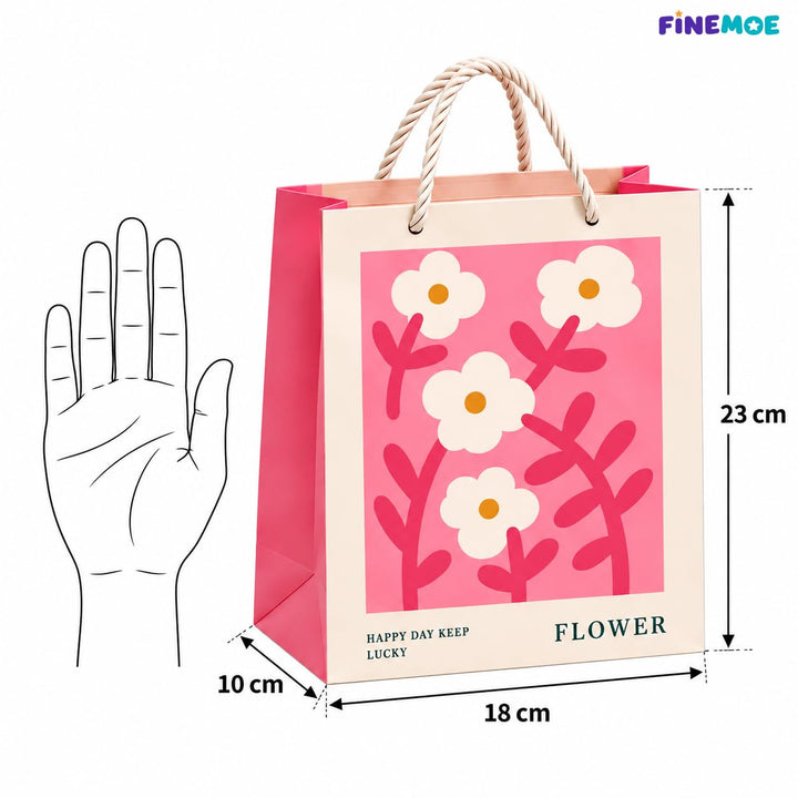 Paper Return Gift Bags – Pack of 10, Rope Handles – Floral