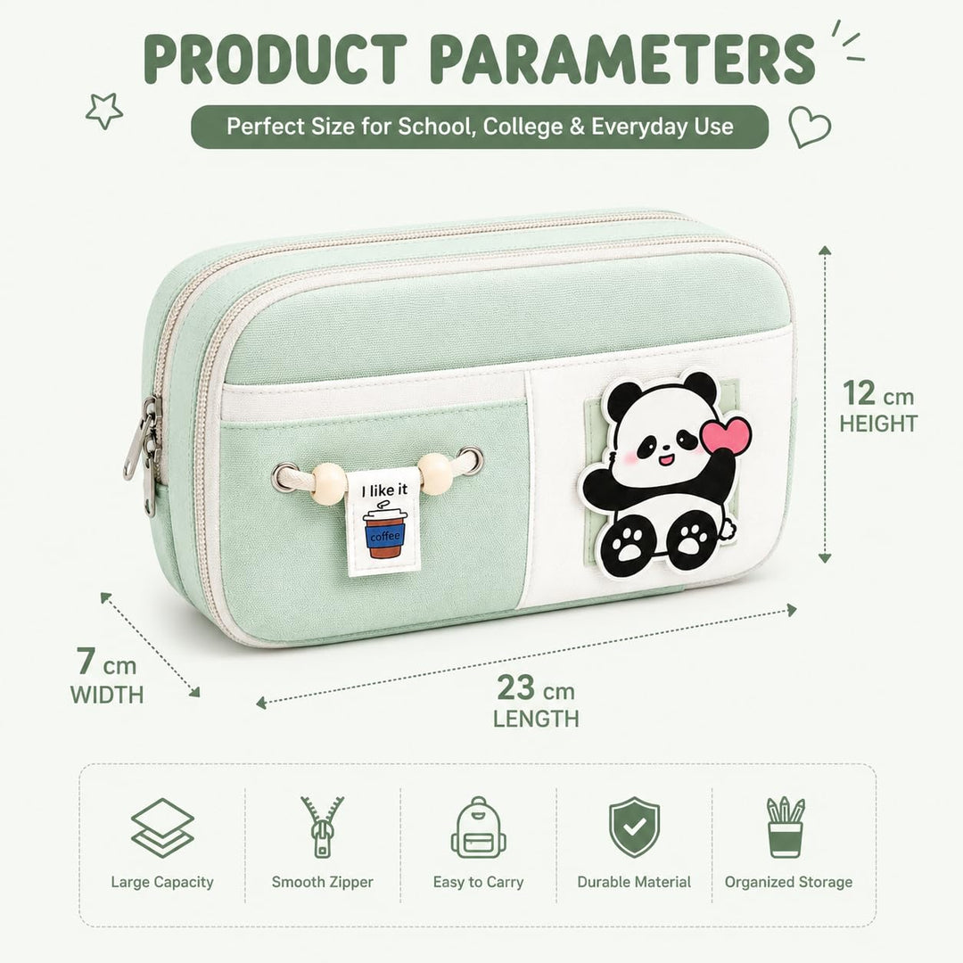 Kawaii 10-Layer Pencil Pouch – Large Capacity – Green