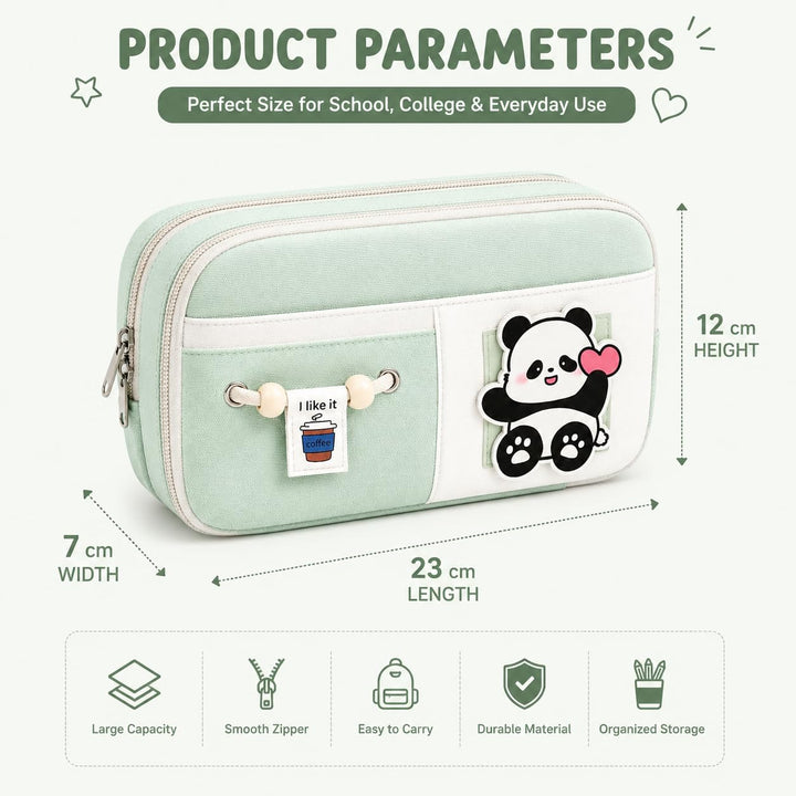 Kawaii 10-Layer Pencil Pouch – Large Capacity – Green
