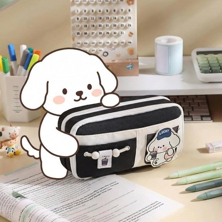 Kawaii 10-Layer Pencil Pouch – Large Capacity – Black