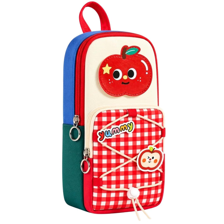 School Bag Pencil Pouch – Stands Upright, Red Apple
