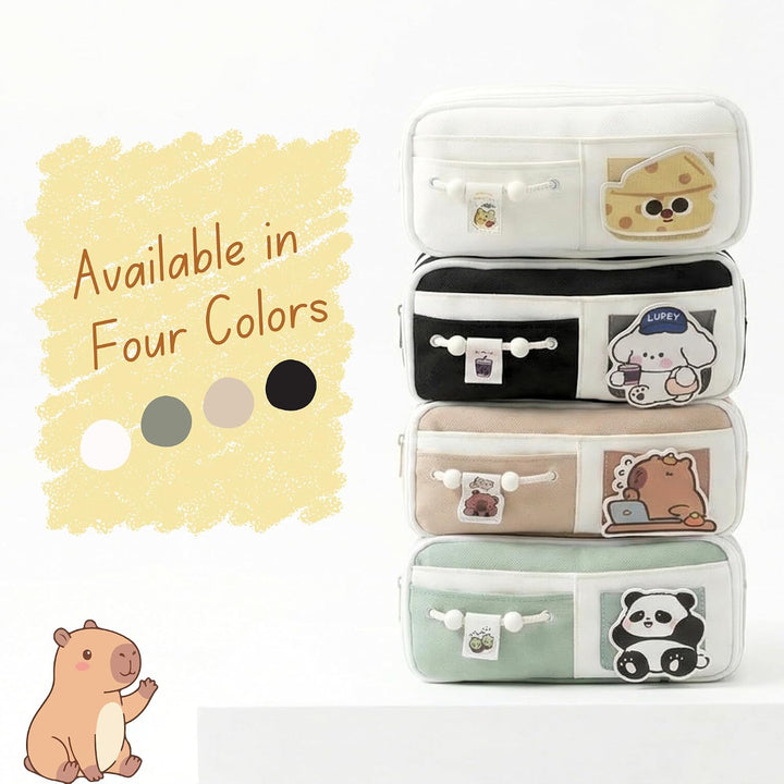 Kawaii 10-Layer Pencil Pouch – Large Capacity – Black