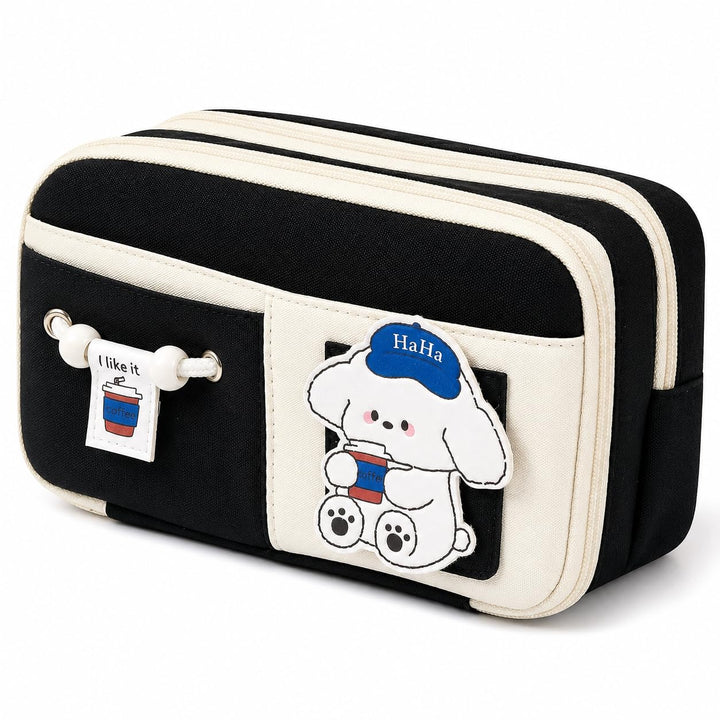 Kawaii 10-Layer Pencil Pouch – Large Capacity – Black