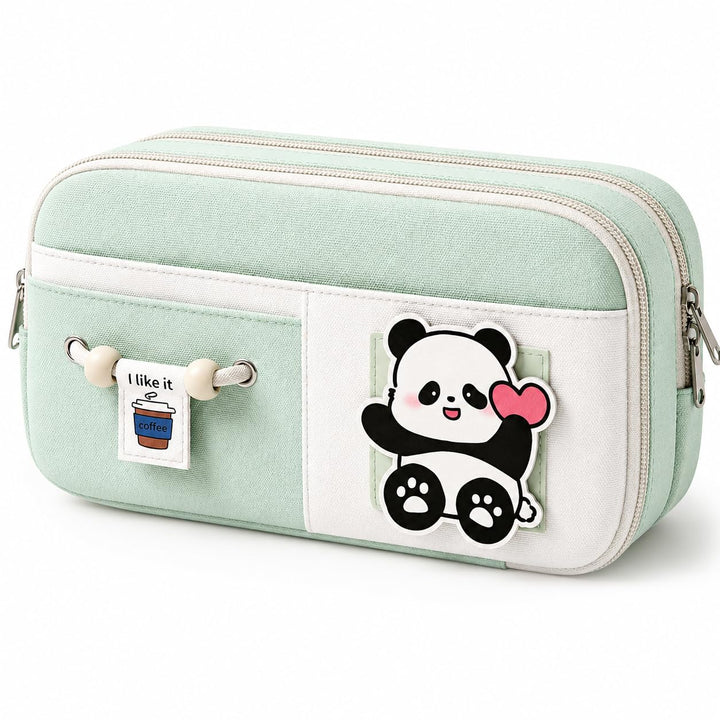 Kawaii 10-Layer Pencil Pouch – Large Capacity – Green
