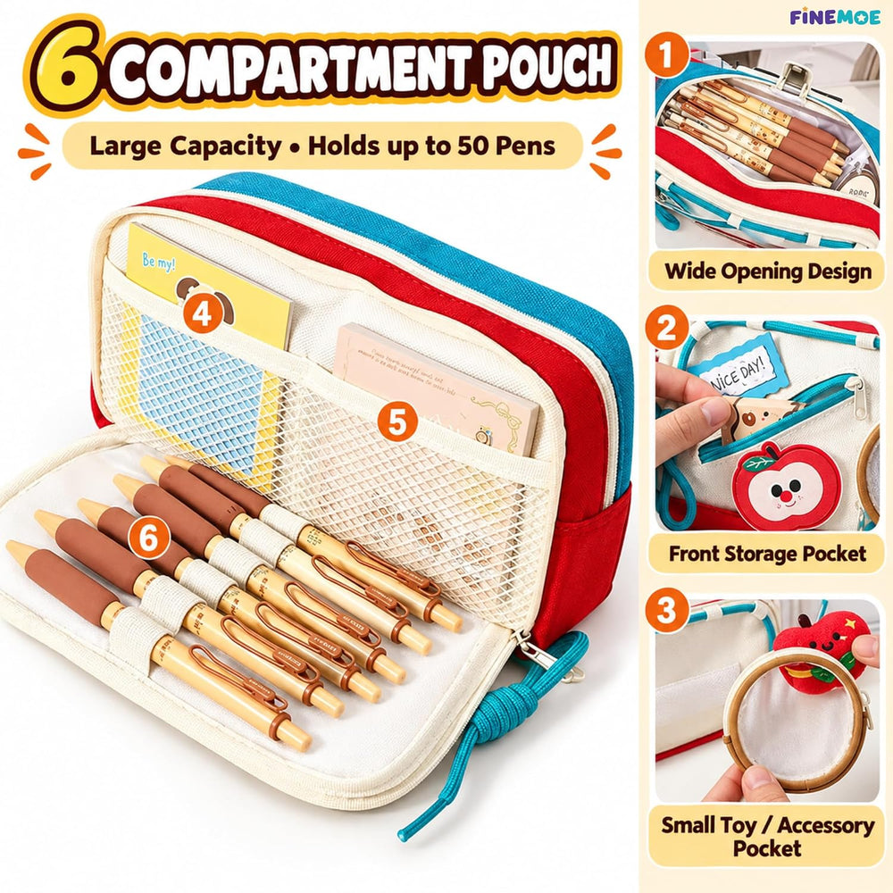 Patch Pencil Pouch – Removable Patches, Holds 55 Pens – Red Apple