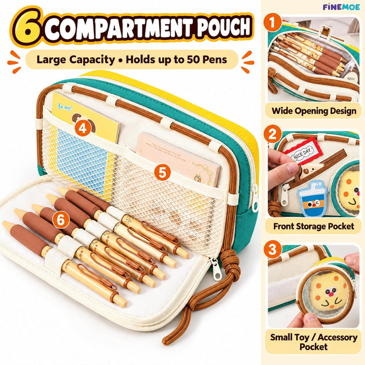 Patch Pencil Pouch – Removable Patches, Holds 55 Pens – Milk Tea