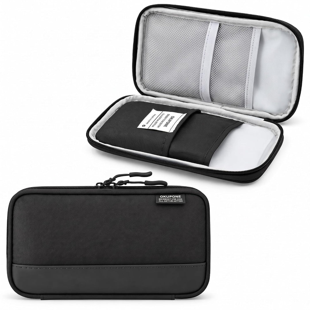 Book-Style Pencil Case – Mesh and Phone Pocket – Black