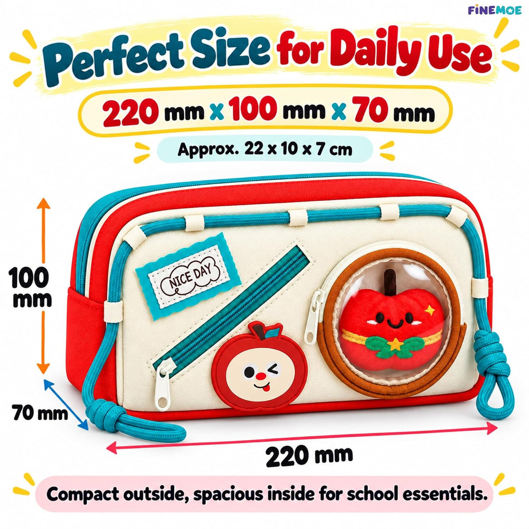 Patch Pencil Pouch – Removable Patches, Holds 55 Pens – Red Apple