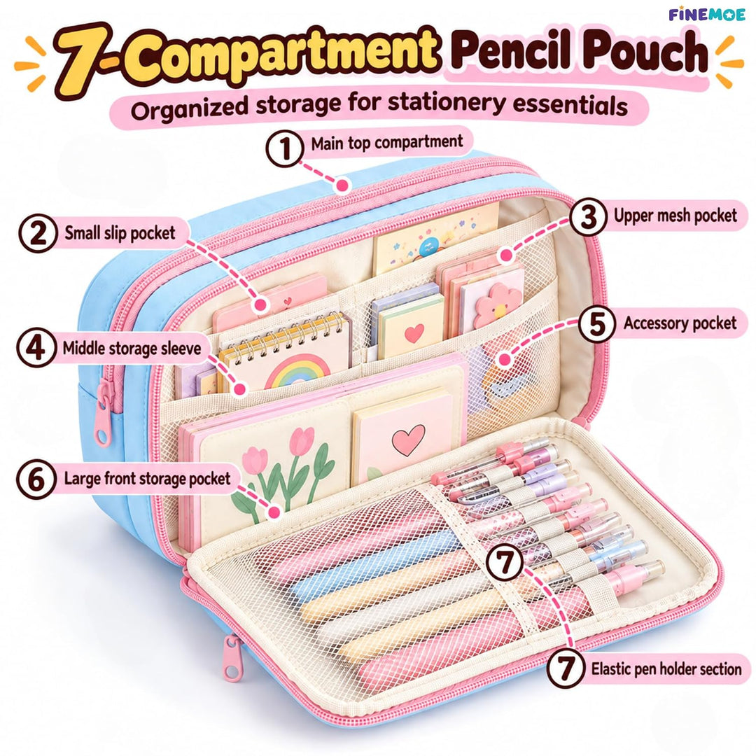 Cute Puppy Pencil Pouch – Embroidered, 4 Pockets