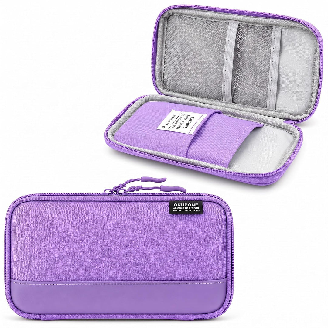 Book-Style Pencil Case – Mesh and Phone Pocket – Purple