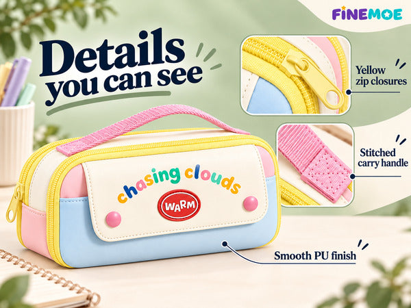 5-Compartment Pencil Pouch – Big Pen Case with Handle