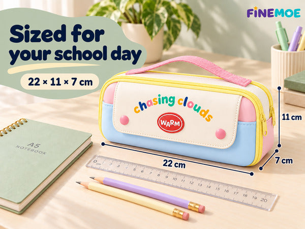 5-Compartment Pencil Pouch – Big Pen Case with Handle