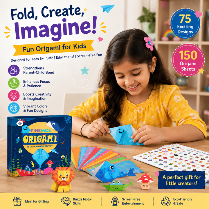 Kids Origami Craft Paper Kit 150 Sheets 75 Designs