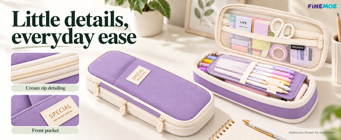 Expandable Pencil Case – Slim 3 cm, Opens to 7 cm