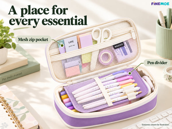 Expandable Pencil Case – Slim 3 cm, Opens to 7 cm