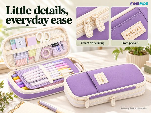Expandable Pencil Case – Slim 3 cm, Opens to 7 cm