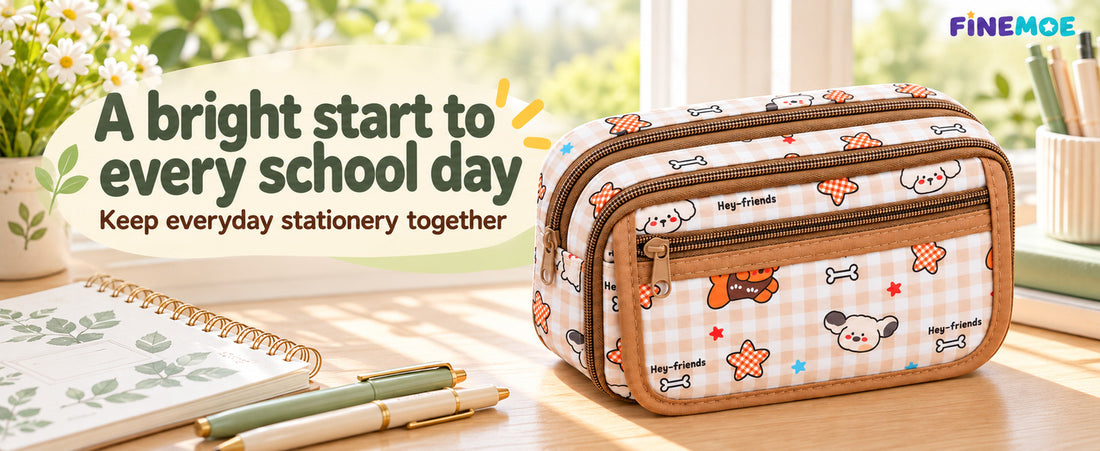 9-Layer Plaid Pencil Pouch – Flip-Open Front