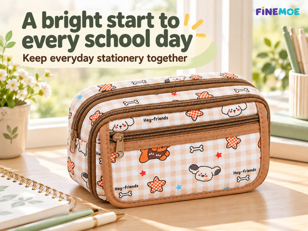 9-Layer Plaid Pencil Pouch – Flip-Open Front