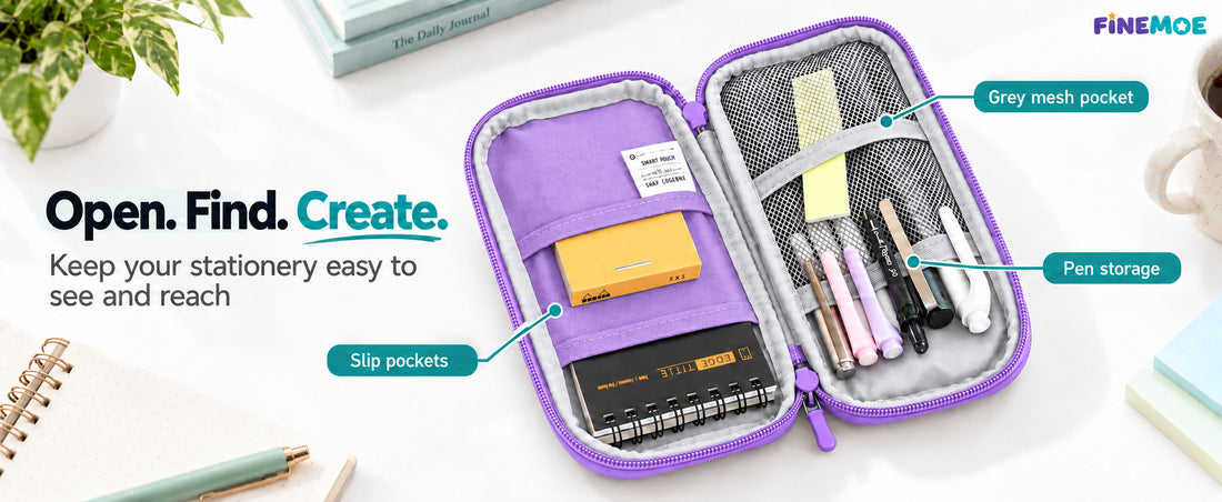 Book-Style Pencil Case – Mesh and Phone Pocket