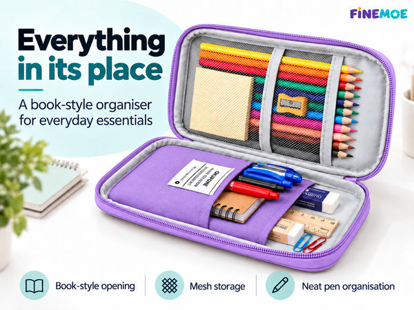 Book-Style Pencil Case – Mesh and Phone Pocket