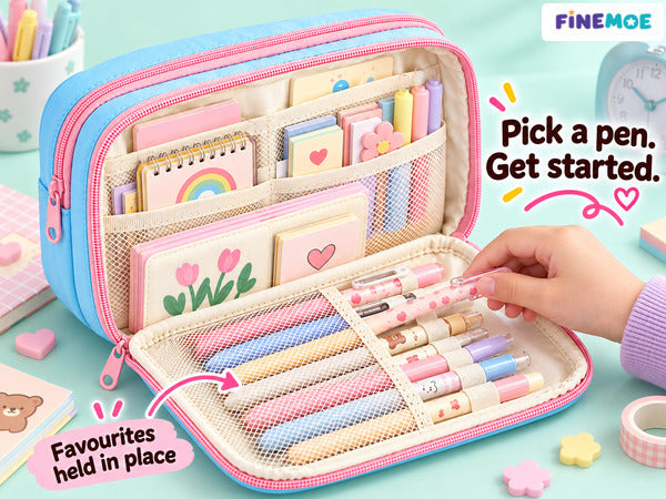 Cute Puppy Pencil Pouch – Embroidered, 4 Pockets