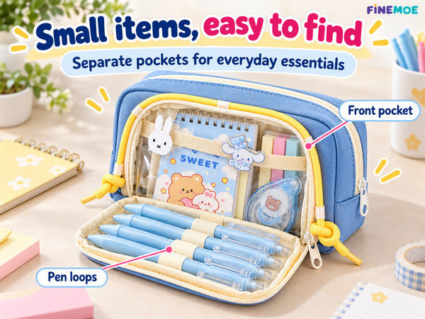 Double-Zip Puppy Pencil Pouch – Canvas