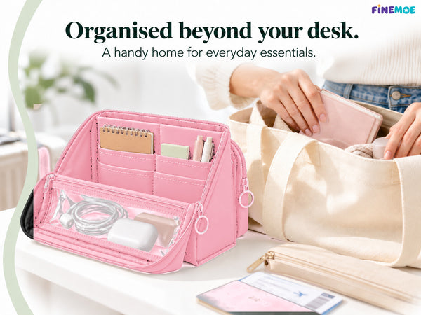 Standing Pencil Case – Detachable Clear Pouch