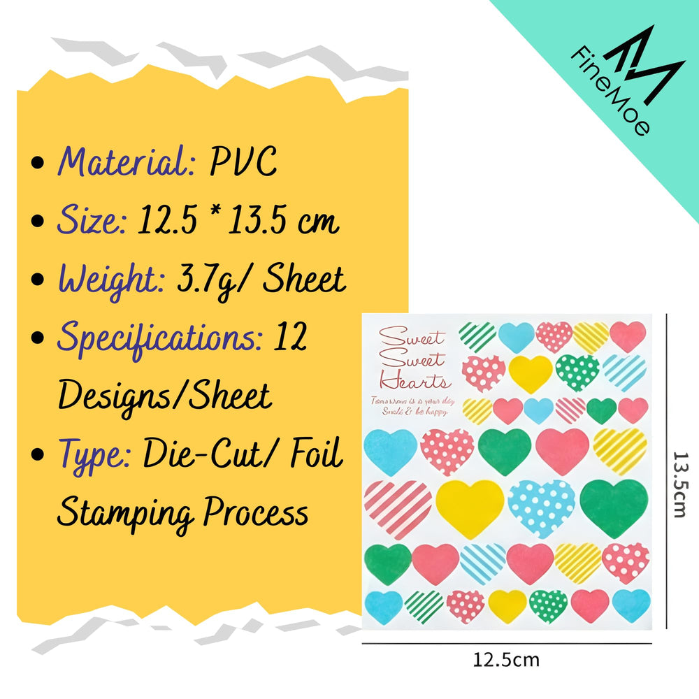 Aesthetic Sticker Pack – Cute Self - Adhesive Stickers (12 Sheets, Birthday Mix Theme) - Finemoe