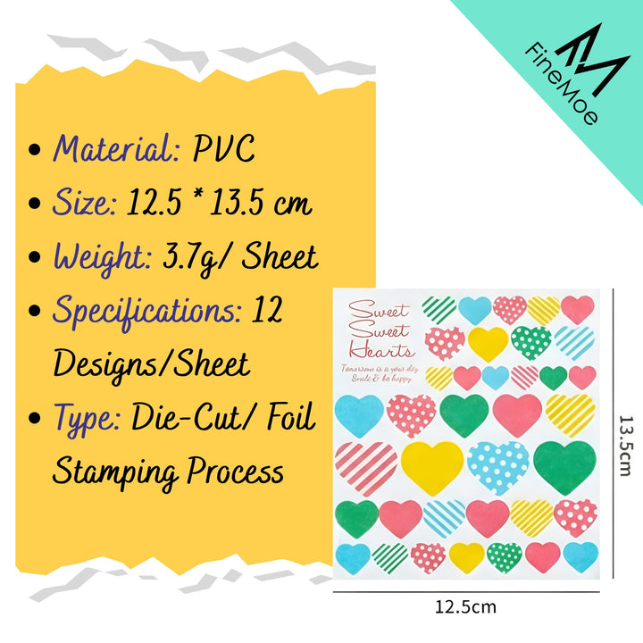 Aesthetic Sticker Pack – Cute Self - Adhesive Stickers (12 Sheets, Birthday Mix Theme) - Finemoe