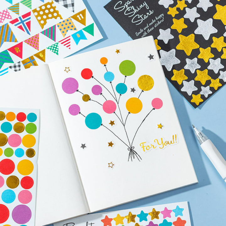 Aesthetic Sticker Pack – Cute Self - Adhesive Stickers (12 Sheets, Birthday Mix Theme) - Finemoe