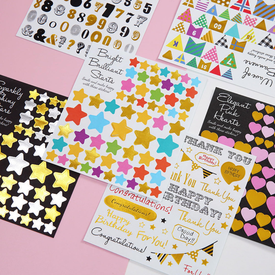 Aesthetic Sticker Pack – Cute Self - Adhesive Stickers (12 Sheets, Birthday Mix Theme) - Finemoe