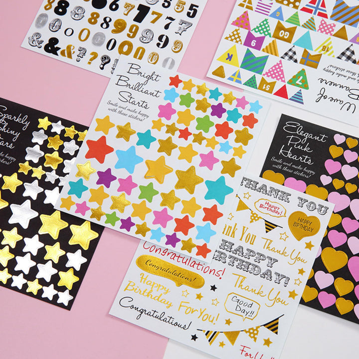Aesthetic Sticker Pack – Cute Self - Adhesive Stickers (12 Sheets, Birthday Mix Theme) - Finemoe