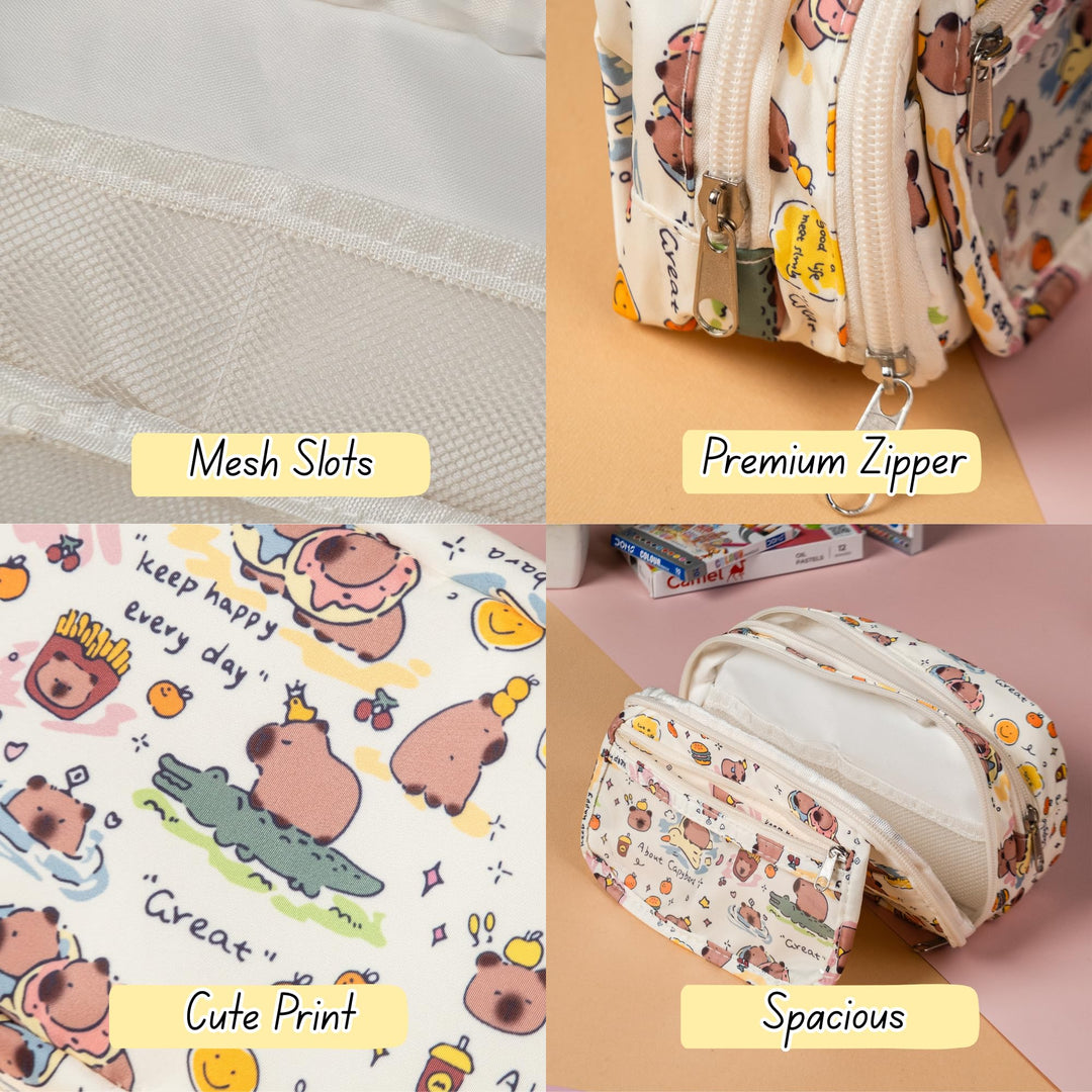 Capybara Pencil Pouch – Large Capacity Cute Organizer - Finemoe
