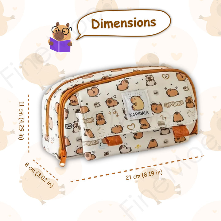 Capybara Pencil Pouch with Teddy Pin - Finemoe